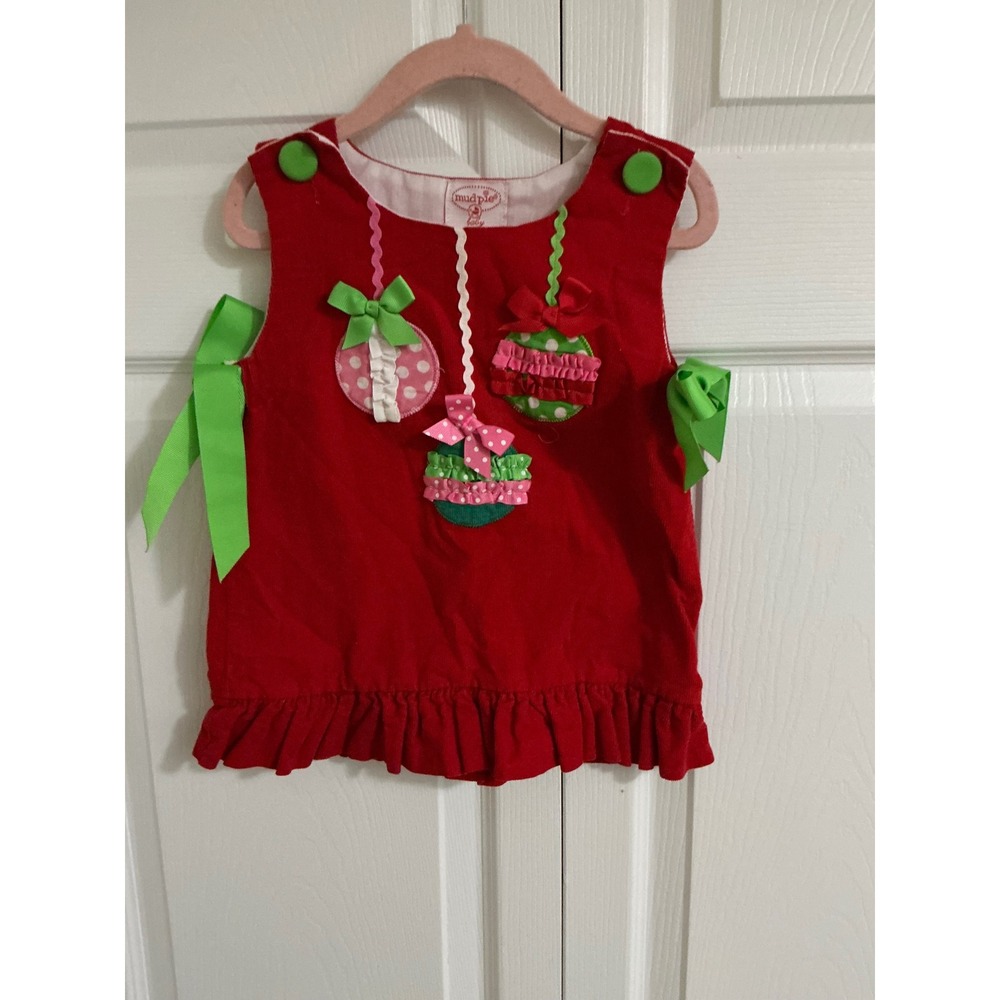 Mud Pie Baby Red Corduroy‎ Christmas Ornament Holiday Dress 12 18 Months